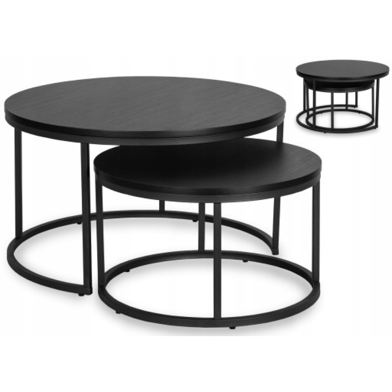 Журнальний столик MEBEL ELITE Manu Max круглий 80 x 80 x 46,5 см чорний